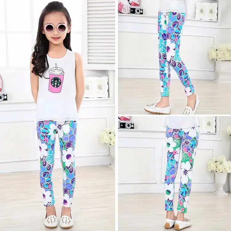 Baby Kids Childrens printing Flower Toddler Classic Leggings girls pants Girls legging 2-14Ybaby girl leggings 53