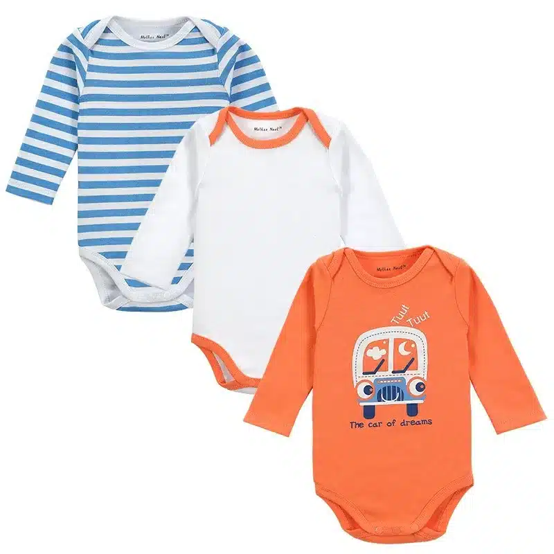 100% Cotton Baby Bodysuit 3pieces/lot Autumn Newborn Cotton Body Baby Long Sleeve Underwear Next Infant Boy Girl Pajamas Clothes 5