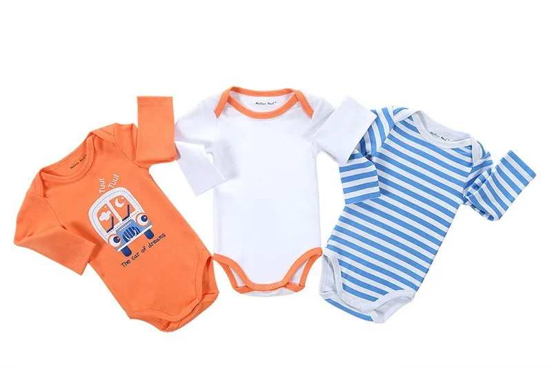 100% Cotton Baby Bodysuit 3pieces/lot Autumn Newborn Cotton Body Baby Long Sleeve Underwear Next Infant Boy Girl Pajamas Clothes 12
