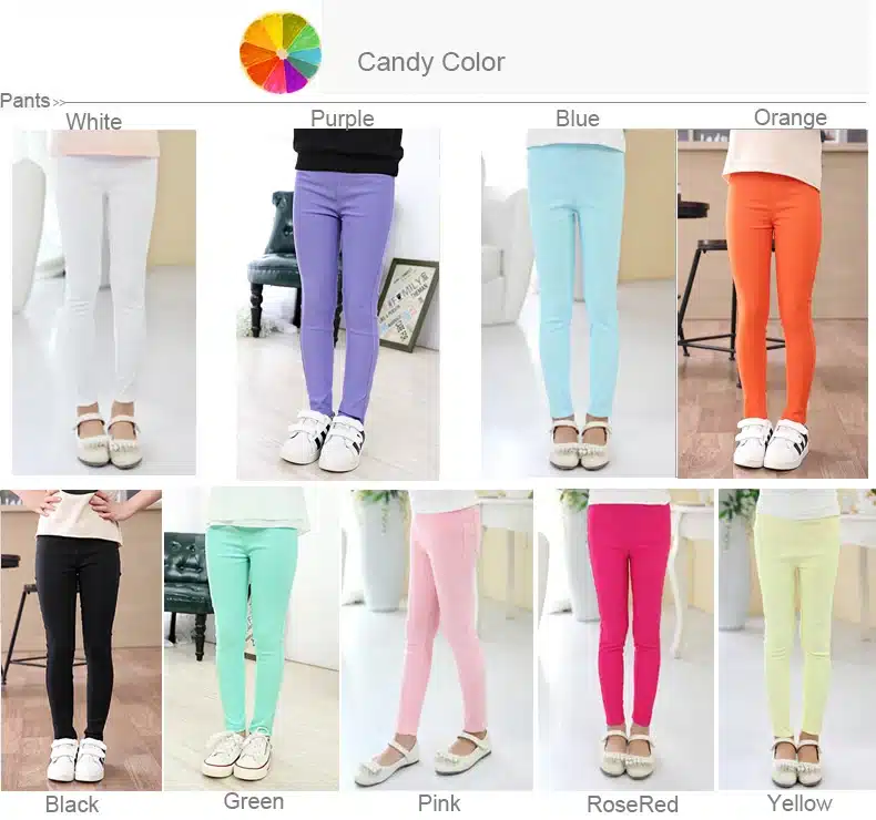 sheecute girls pants childrens candy color pencil pants Kids skinny full length trousers for 3-12Y SQB1121 5