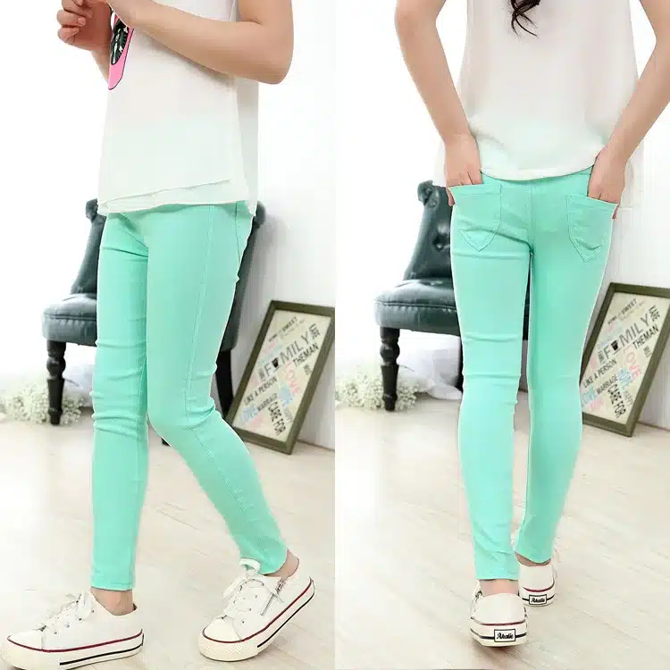 sheecute girls pants childrens candy color pencil pants Kids skinny full length trousers for 3-12Y SQB1121 11