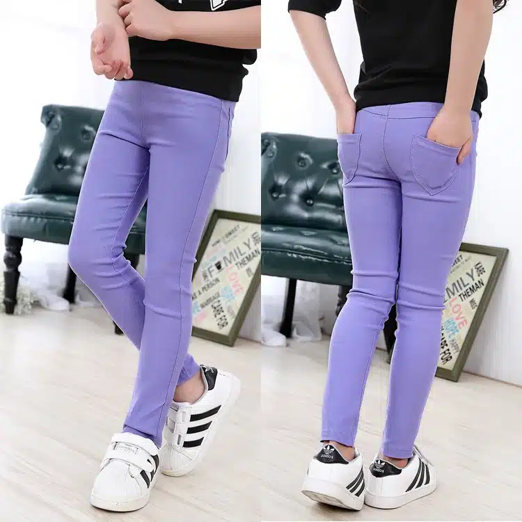 sheecute girls pants childrens candy color pencil pants Kids skinny full length trousers for 3-12Y SQB1121 13