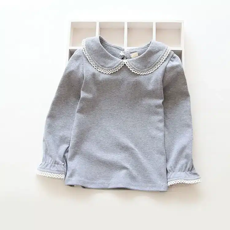 Abreeze New children T-shirts for girls spring autumn cotton girls clothing pink white kids Tee solid girls long sleeve shirts 12