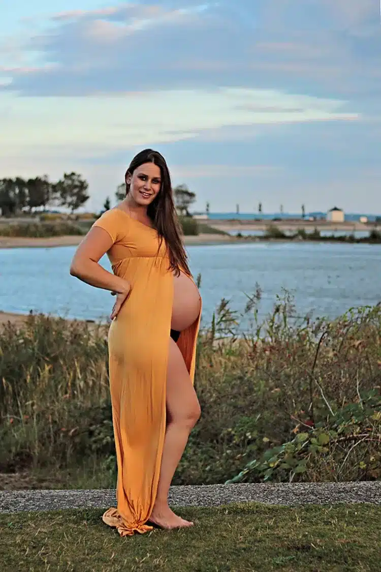 Maternity Dress For Photo Shooting Boat Neck White Dress Maternty Photography Props Short Sleeve Stretch Cotton Pregnant Dress 5