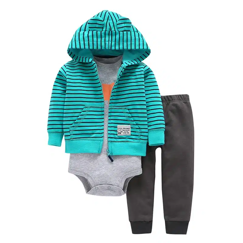 Sets 1 hooded zipper coat + pants + romper fashion cotton 2017 Baby Boy girl Clotheschildren boys cute Clothing free shipping 6
