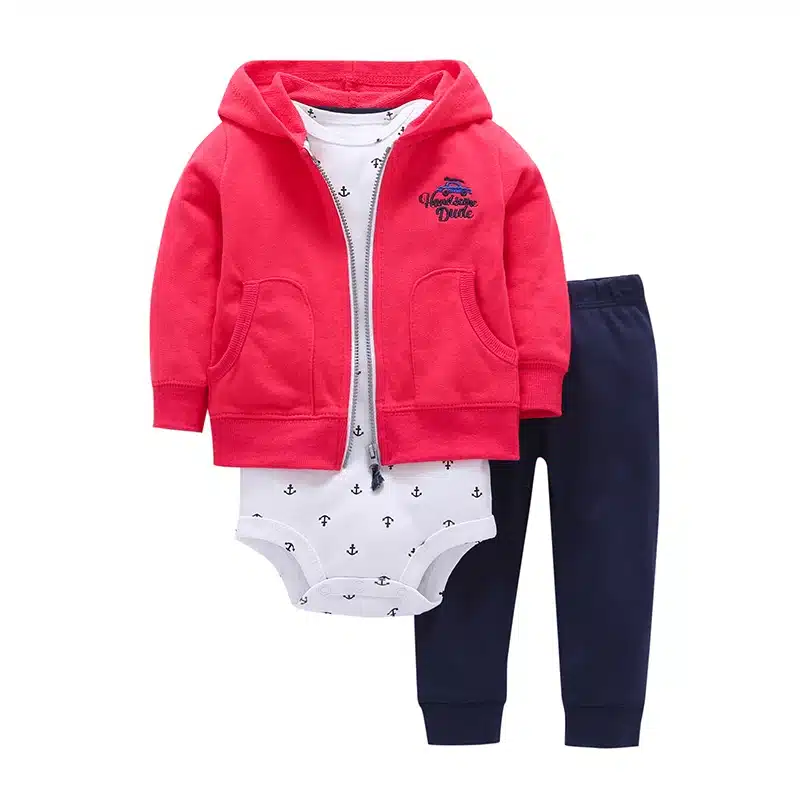 Sets 1 hooded zipper coat + pants + romper fashion cotton 2017 Baby Boy girl Clotheschildren boys cute Clothing free shipping 9