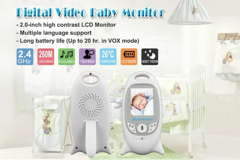 2 inch Color Video Wireless baby monitor with camera baba electronic Security 2 Talk Nigh Vision IR LED Temperature Monitoring 15