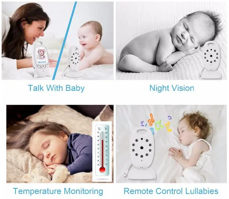 2 inch Color Video Wireless baby monitor with camera baba electronic Security 2 Talk Nigh Vision IR LED Temperature Monitoring 25