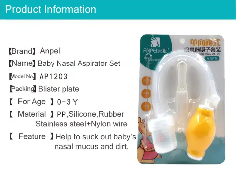 Baby Nasal Aspirator Set Baby Care Products Anti-backwash Device Vacuum Suction Newborn Nose Aspirator Cleaner Snot Nose Cleaner 7