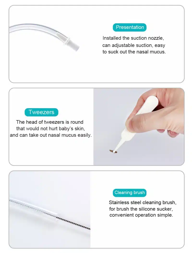 Baby Nasal Aspirator Set Baby Care Products Anti-backwash Device Vacuum Suction Newborn Nose Aspirator Cleaner Snot Nose Cleaner 13