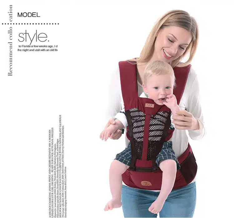 2 In 1 Ergonomic Baby Carrier Multifunctional Baby Sling 4 Seasons Breathable Hooded Kangaroo For 3 To 30 Months child 5