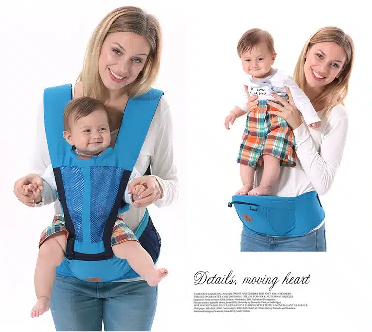 2 In 1 Ergonomic Baby Carrier Multifunctional Baby Sling 4 Seasons Breathable Hooded Kangaroo For 3 To 30 Months child 6