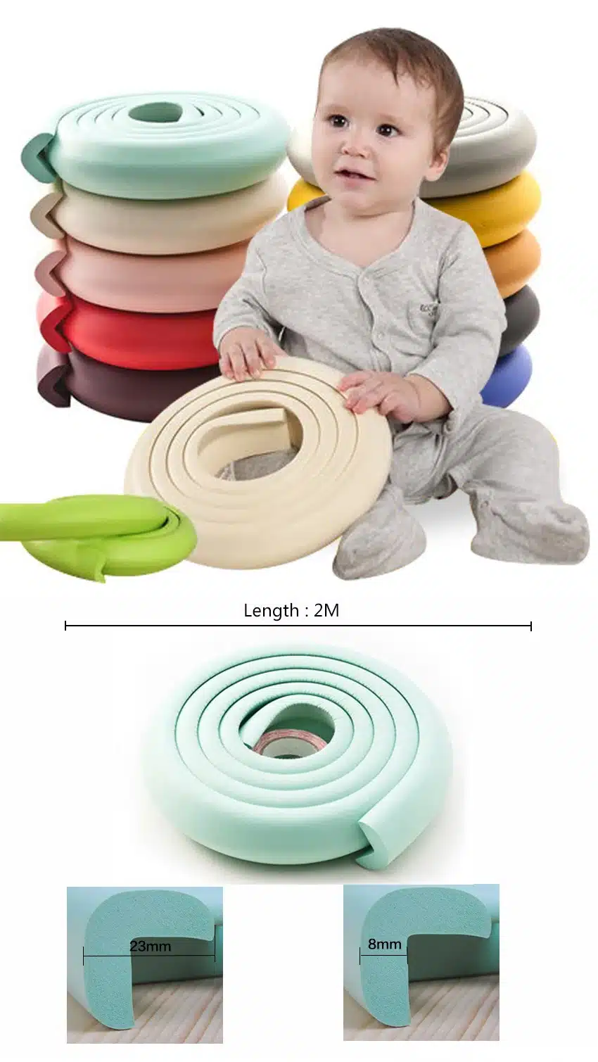 Children Protection 2M Length Table Guard Strip Baby Safety Products Glass Edge Furniture Corner Protection of Children Jamming 10