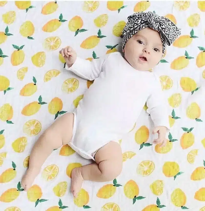 INS Hot Baby Blanket NewbornSwaddle 120x120cm Super Soft Breathable Multi-Use Muslin Cotton Wrap Lemon Cactus Baby Blankets 14