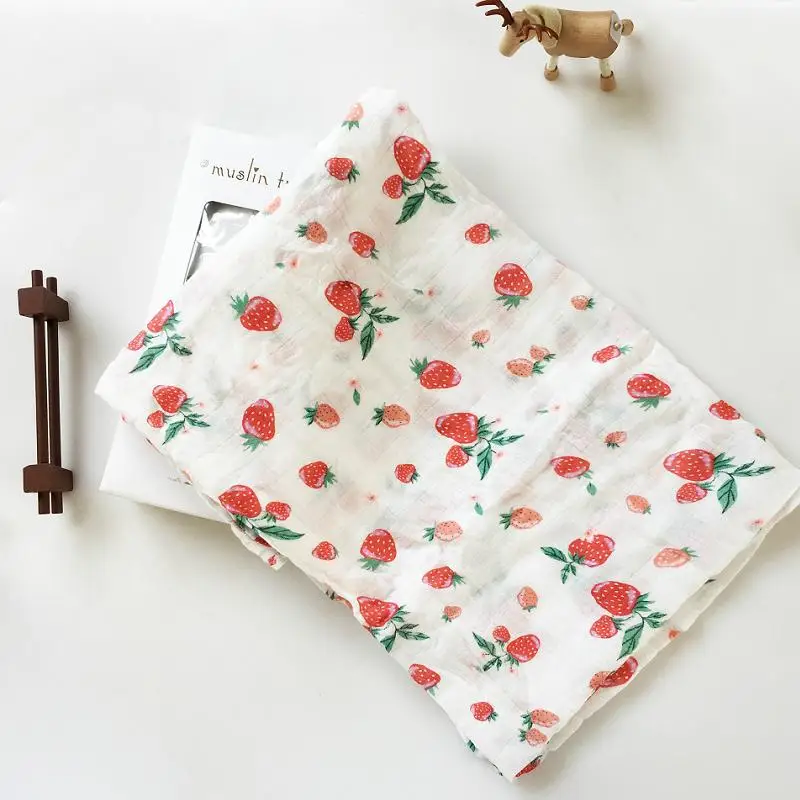 INS Hot Baby Blanket NewbornSwaddle 120x120cm Super Soft Breathable Multi-Use Muslin Cotton Wrap Lemon Cactus Baby Blankets 31