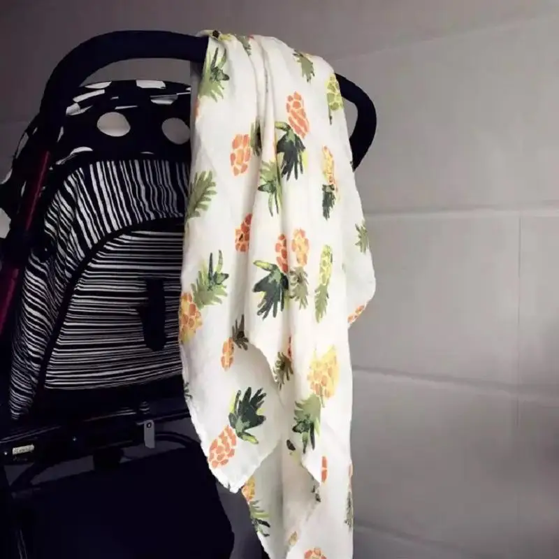 INS Hot Baby Blanket NewbornSwaddle 120x120cm Super Soft Breathable Multi-Use Muslin Cotton Wrap Lemon Cactus Baby Blankets 32