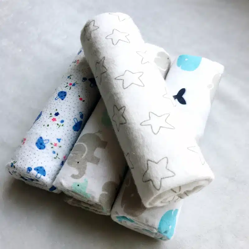 High Quality 4PCS/PACK 100% Cotton Supersoft Flannel Receiving Baby Blanket Swaddle Baby Bedsheet 76*76CM Baby Blankets Newborn 21