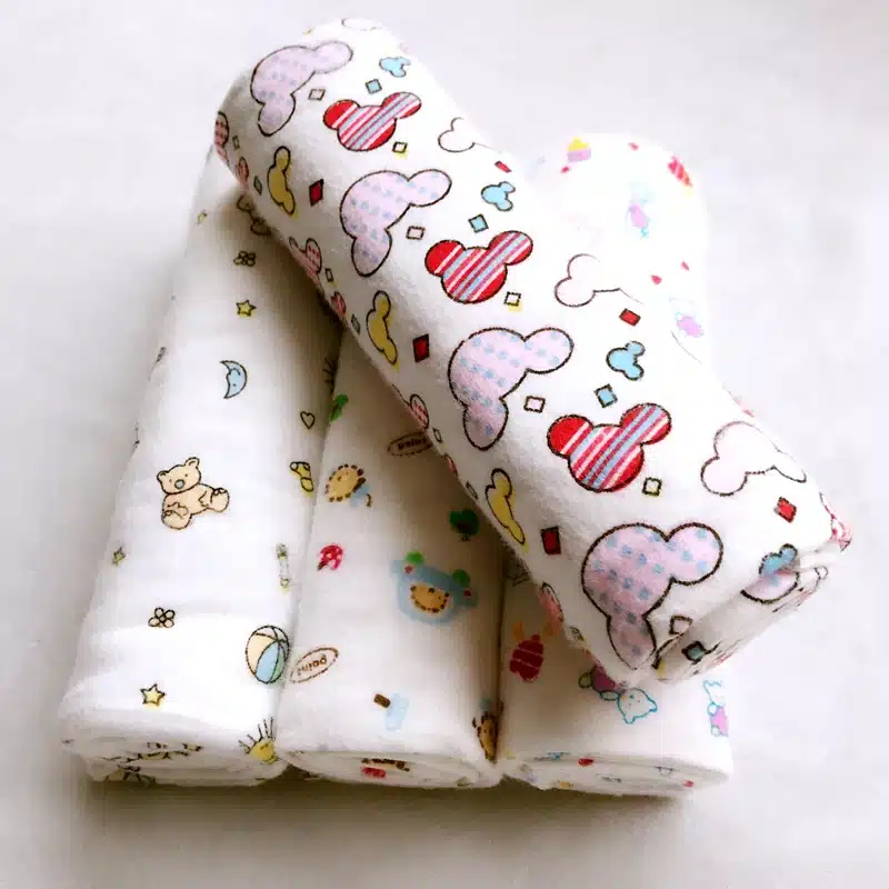 High Quality 4PCS/PACK 100% Cotton Supersoft Flannel Receiving Baby Blanket Swaddle Baby Bedsheet 76*76CM Baby Blankets Newborn 22