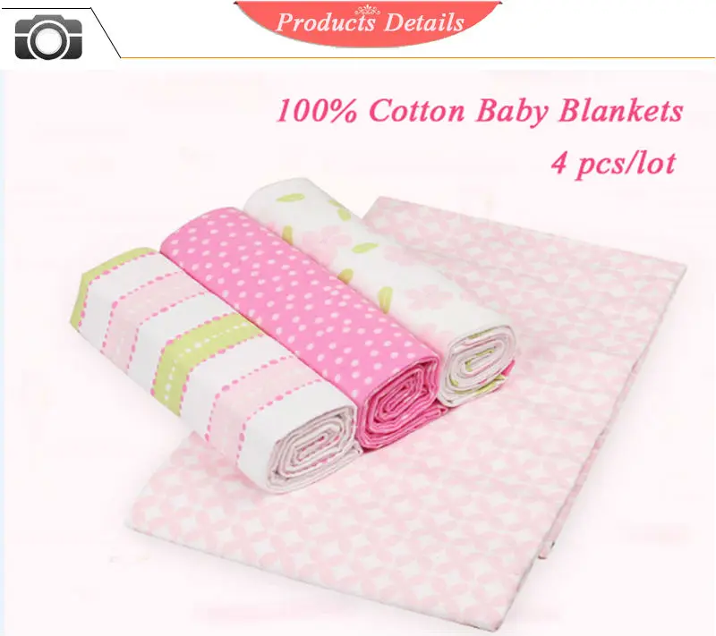 High Quality 4PCS/PACK 100% Cotton Supersoft Flannel Receiving Baby Blanket Swaddle Baby Bedsheet 76*76CM Baby Blankets Newborn 28