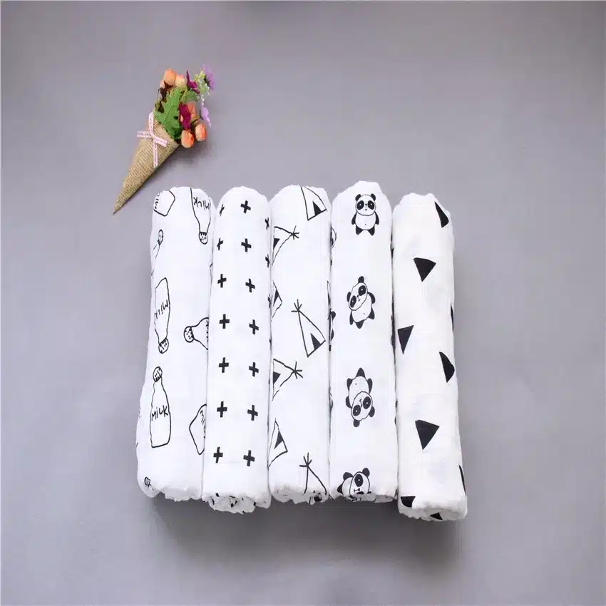 COSPOT Newborn Muslin Blanket Infant 100% Cotton Double Gauze Bath Towel Baby Swaddle Blankets Hold Wraps 120cm*120cm 185g 30C 24