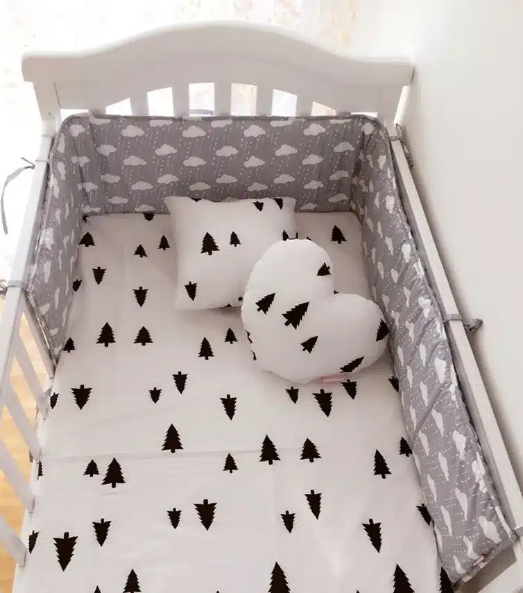Muslinlife(1pcs bumper only)Fashion hot crib bumper infant bed,baby bed bumper clauds/star/dot/tree,safe protection for baby use 11