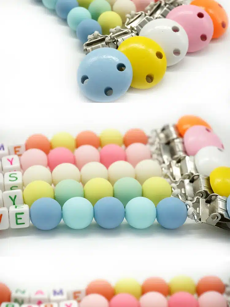 Personalised- Any Name Pacifier Clips Gift Dummy Handmade Pacifier Chain Holder Baby Nipple Feeding Garment Wooden Clip NZL04 10