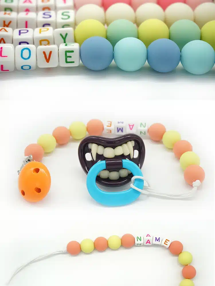 Personalised- Any Name Pacifier Clips Gift Dummy Handmade Pacifier Chain Holder Baby Nipple Feeding Garment Wooden Clip NZL04 11
