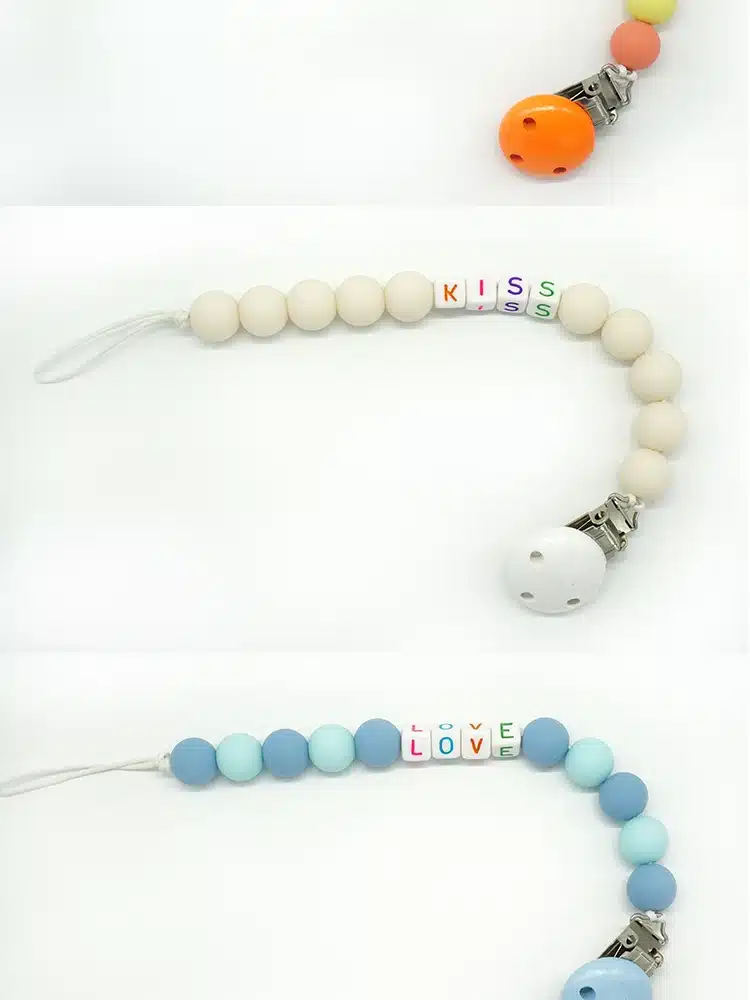 Personalised- Any Name Pacifier Clips Gift Dummy Handmade Pacifier Chain Holder Baby Nipple Feeding Garment Wooden Clip NZL04 12