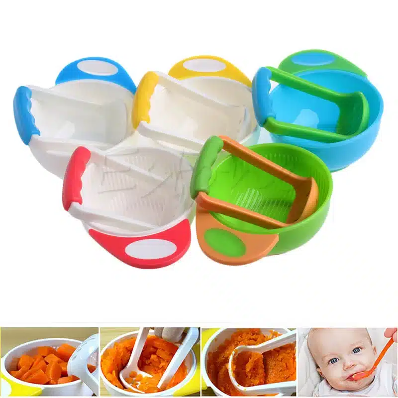 (YAS)Kid baby Learning Dishes Grinding Bowl, Baby Handmade Grinding Fruit Supplement,Children Infant Food Mill Bowl 11