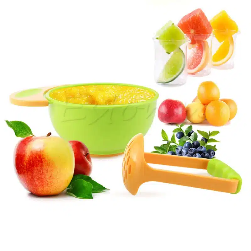 (YAS)Kid baby Learning Dishes Grinding Bowl, Baby Handmade Grinding Fruit Supplement,Children Infant Food Mill Bowl 12