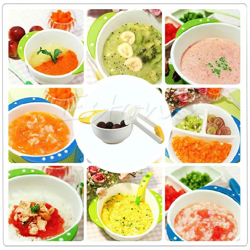 (YAS)Kid baby Learning Dishes Grinding Bowl, Baby Handmade Grinding Fruit Supplement,Children Infant Food Mill Bowl 13