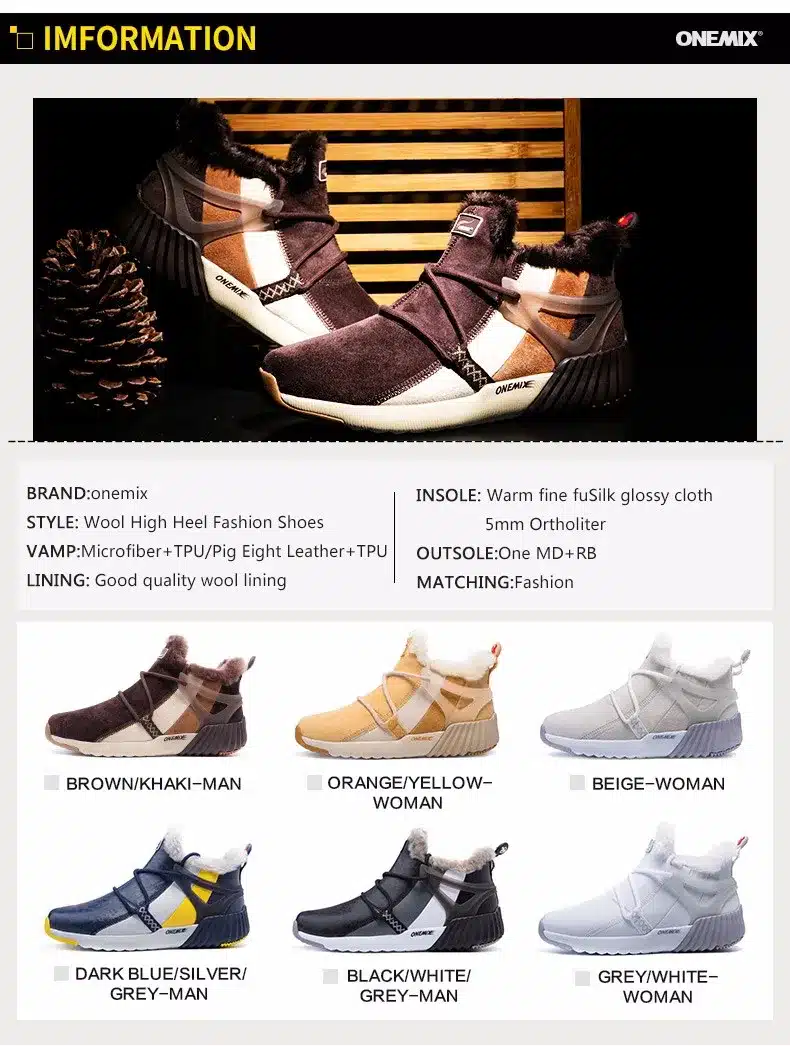 2016 New Winter Women's Snow Boots Keep Warm Sneakers for men Boots Comfortable Running Shoes Walking Outdoor Sport Trainers 22