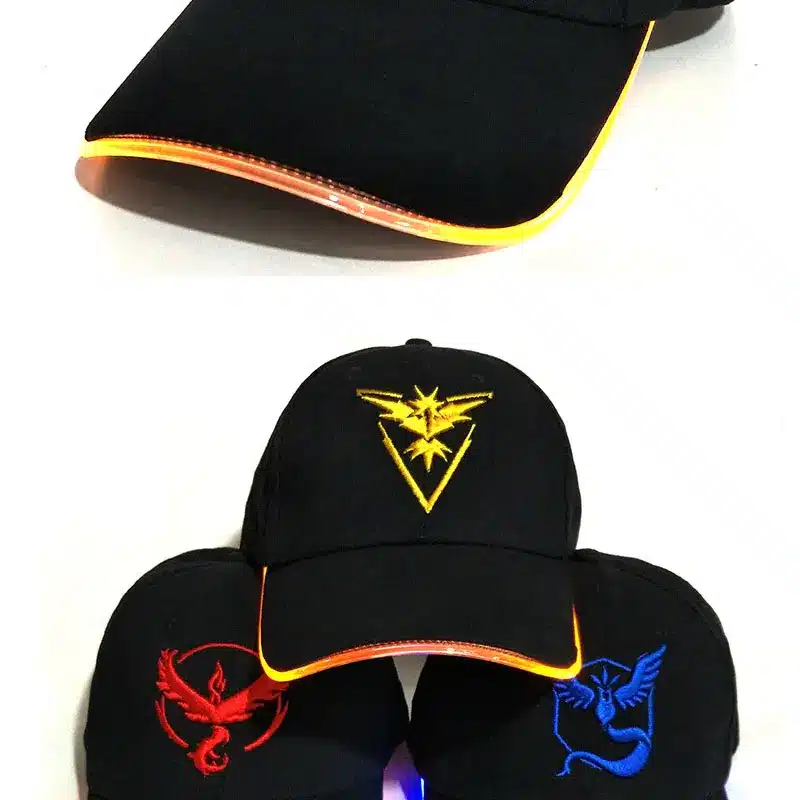 2017 New LED Light Pokemon Go Cap Hat Team Valor Team Instinct Pokemon Baseball Cap for Women Mens Fitted Hats Glow In The Dark 7