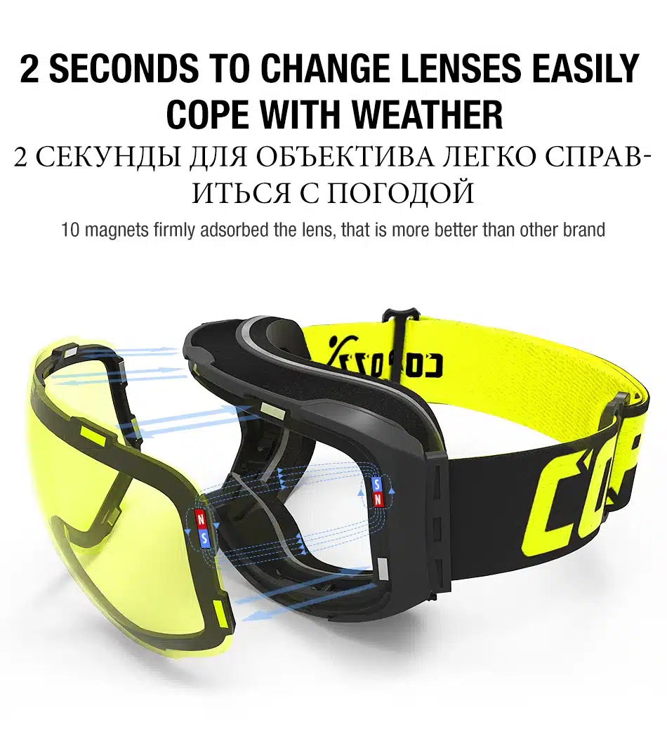 COPOZZ brand ski goggles replaceable magnetic lenses UV400 anti-fog ski mask skiing men women snow snowboard goggles GOG-2181 7