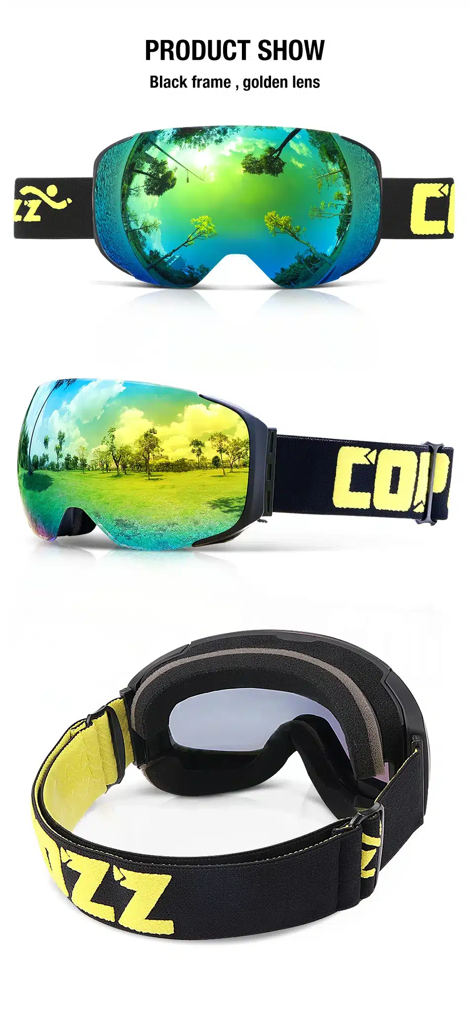 COPOZZ brand ski goggles replaceable magnetic lenses UV400 anti-fog ski mask skiing men women snow snowboard goggles GOG-2181 13
