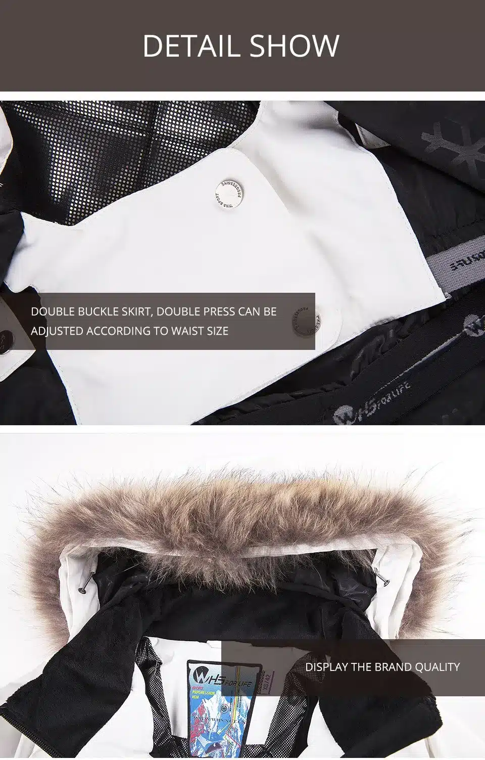 WHS New women ski jackets winter waterproof Fur collar ski coats female outdoor climbing snow jacket skiing coat 15