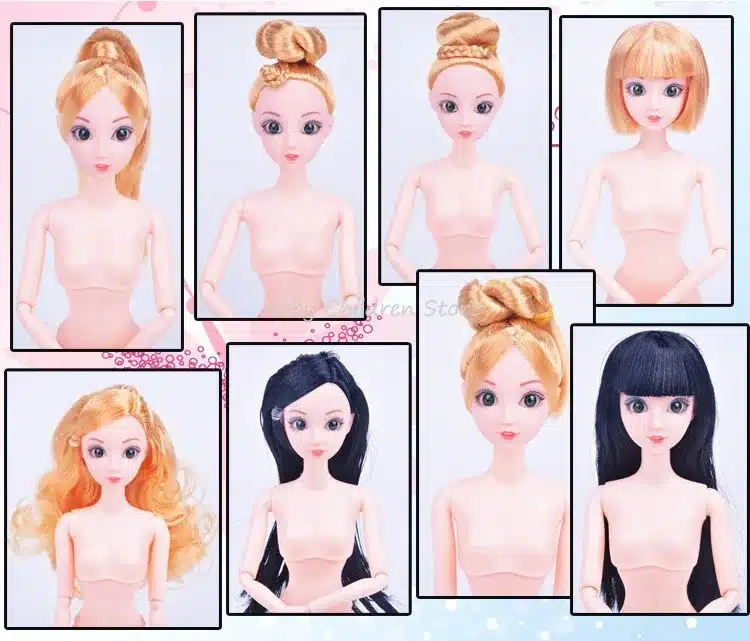 12 Moveable Joints Doll Body For Dolls Plastic Solid Cake Baking Princess Doll Naked Body Female Figure Toys For girls 22