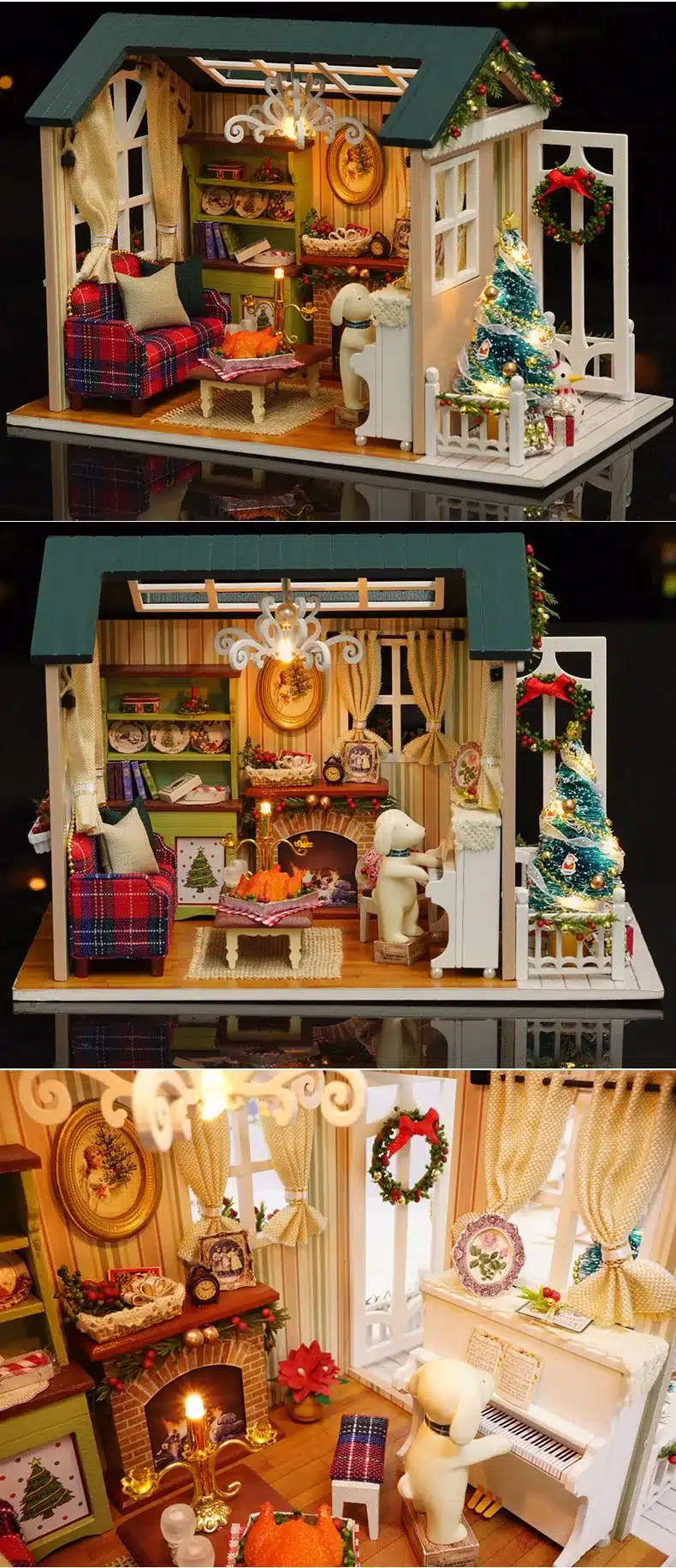 Handmade Furniture Doll House Diy miniature doll house 3D Wooden Miniaturas Dollhouse Toys for Christmas and birthday gift z009 13