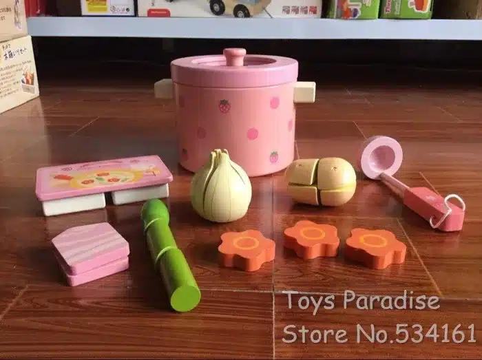 Baby Toys Super Cute Simulation Vegetable Hot Pot Wooden Toys Play Food Prentend Play Food Set Birthday Gift 10