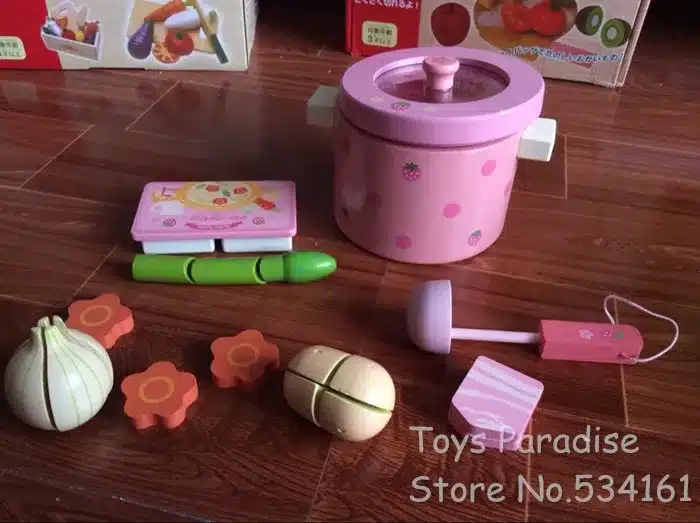 Baby Toys Super Cute Simulation Vegetable Hot Pot Wooden Toys Play Food Prentend Play Food Set Birthday Gift 12