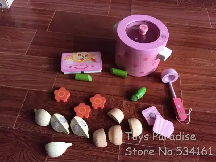 Baby Toys Super Cute Simulation Vegetable Hot Pot Wooden Toys Play Food Prentend Play Food Set Birthday Gift 15