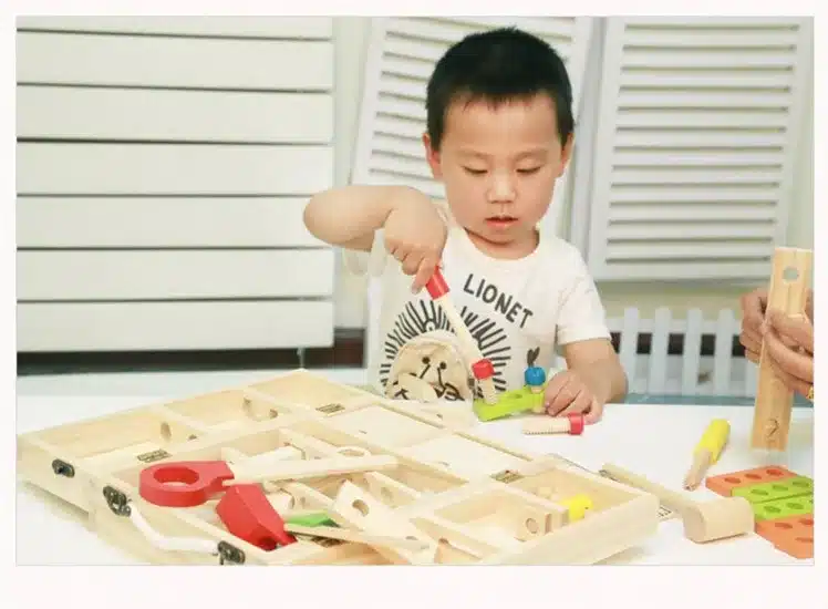 Baby Toys Kids Wooden Multifunctional Tool Set Maintenance Box Wooden Toy Baby Nut Combination Chirstmas/Birthday Gift 9