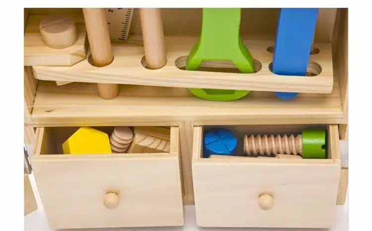 Baby Toys Kids Wooden Multifunctional Tool Set Maintenance Box Wooden Toy Baby Nut Combination Chirstmas/Birthday Gift 12