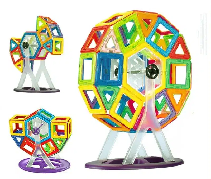 46pcs Big size magnetic building blocks Ferris wheel Brick designer Enlighten Bricks magnetic toys Children's birthday gift 17