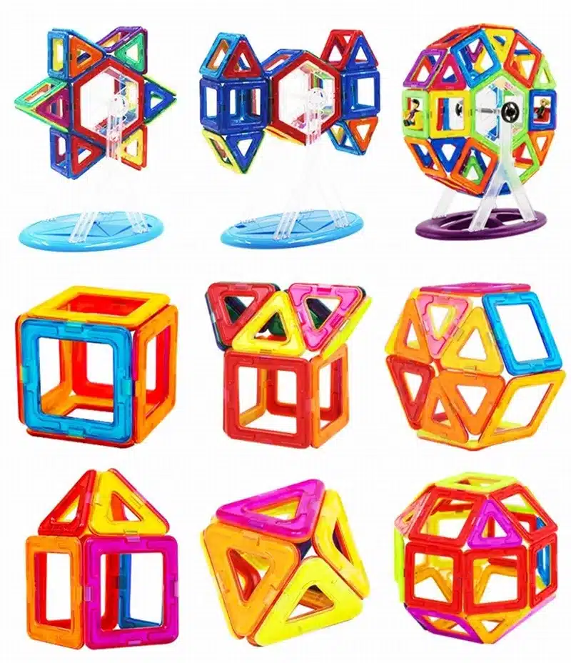 46pcs Big size magnetic building blocks Ferris wheel Brick designer Enlighten Bricks magnetic toys Children's birthday gift 18