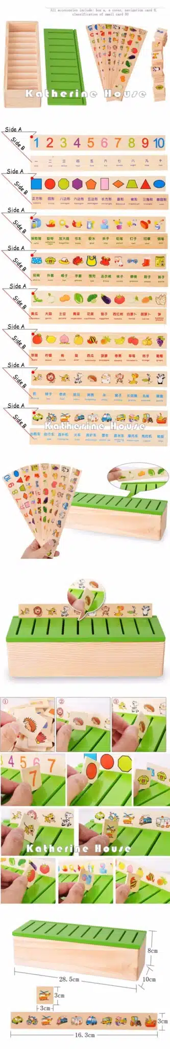 Free Shipping Montessori Matematica Knowledge Classification Box Montessori Materials Learn-checkers Toys for Children Wood Box 9