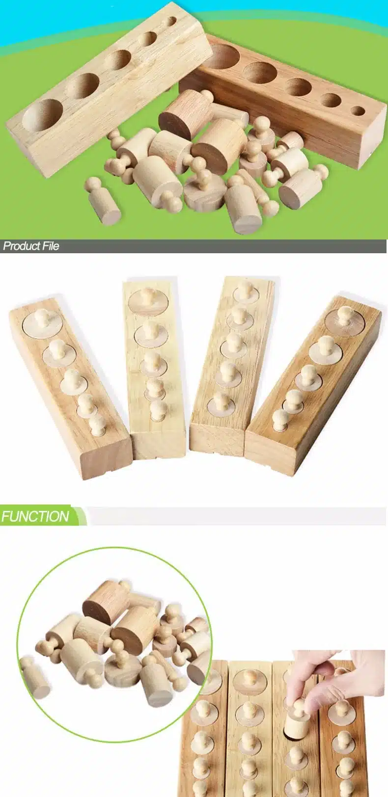 LOGO WOOD Wooden toys Montessori Educational Cylinder Socket Blocks Toy Baby Development Practice and Senses 13