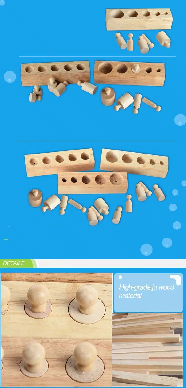 LOGO WOOD Wooden toys Montessori Educational Cylinder Socket Blocks Toy Baby Development Practice and Senses 16