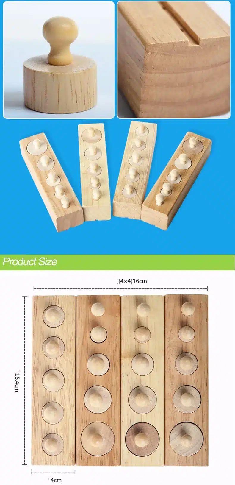 LOGO WOOD Wooden toys Montessori Educational Cylinder Socket Blocks Toy Baby Development Practice and Senses 17