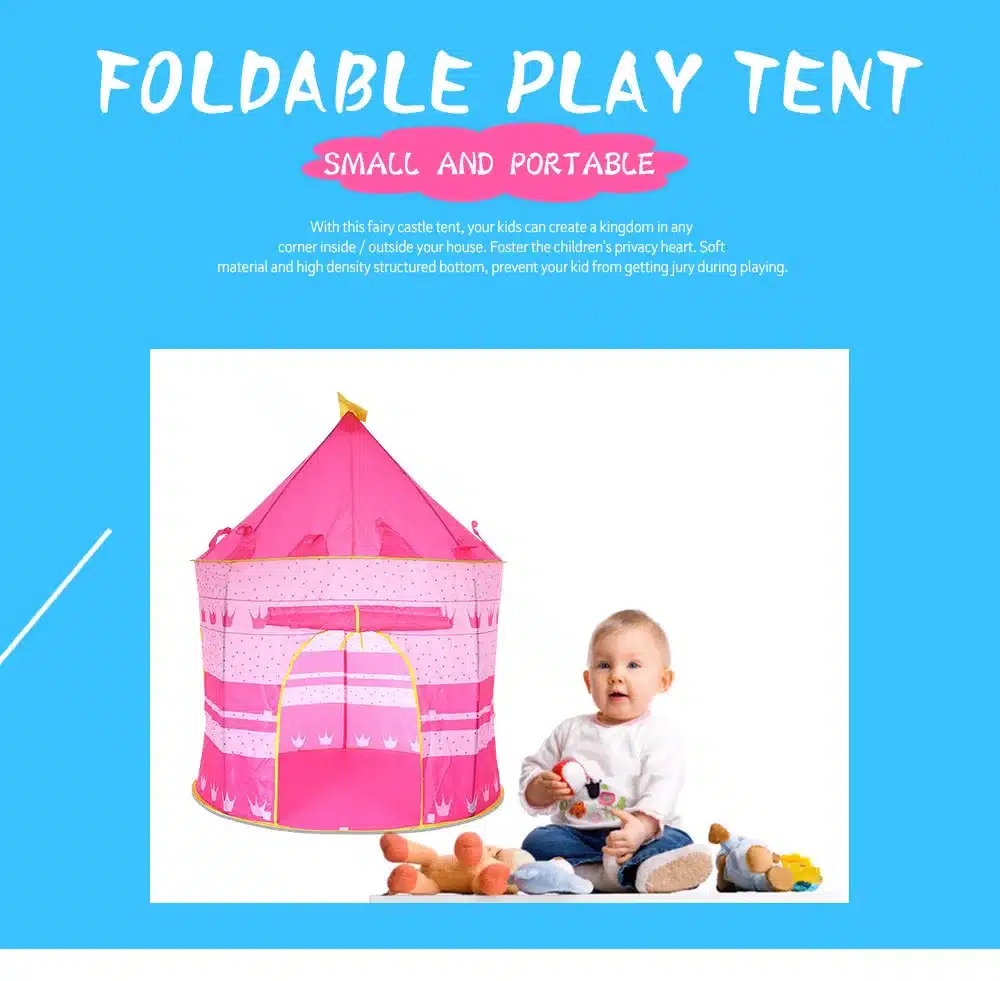 3 Colors Play Tent Portable Foldable Tipi Prince Folding Tent Children Boy Castle Cubby Play House Kids Gifts Outdoor Toy Tents 11